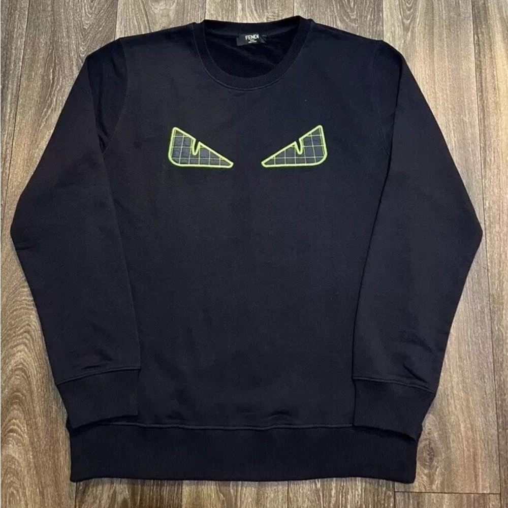 Fendi Black Sweatshirt with Neon Green Accents